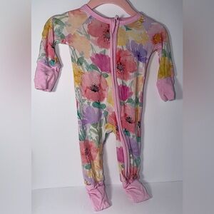 Little Sleepies Pastel Floral Zip Footie in Pink